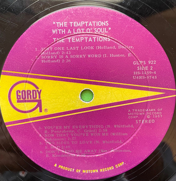 The Temptations : With A Lot O' Soul (LP, Album, RP, Roc)