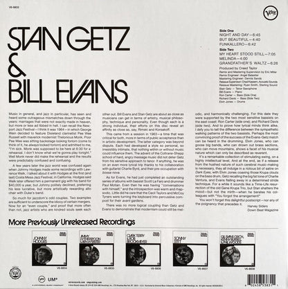 Stan Getz & Bill Evans : Previously Unreleased Recordings (LP, Album, Mono, RE, RM, 180)