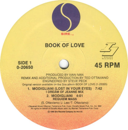 Book Of Love : Modigliani (Lost In Your Eyes) (12")