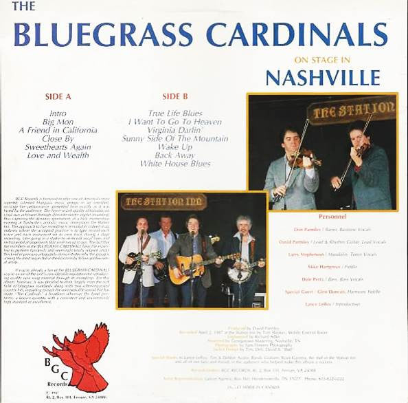 The Bluegrass Cardinals : On Stage In Nashville (LP, Album)