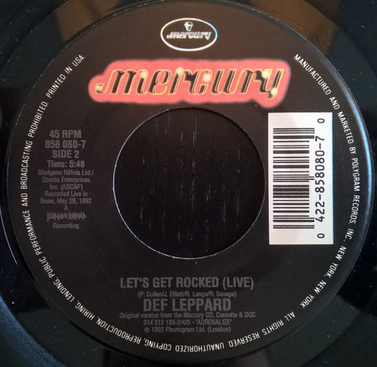 Def Leppard : Miss You In A Heartbeat (7", Single)