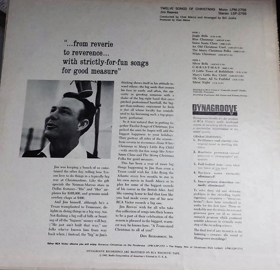 Jim Reeves : Twelve Songs Of Christmas (LP, Album, Mono, Ind)