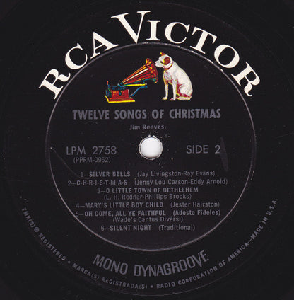 Jim Reeves : Twelve Songs Of Christmas (LP, Album, Mono, Ind)