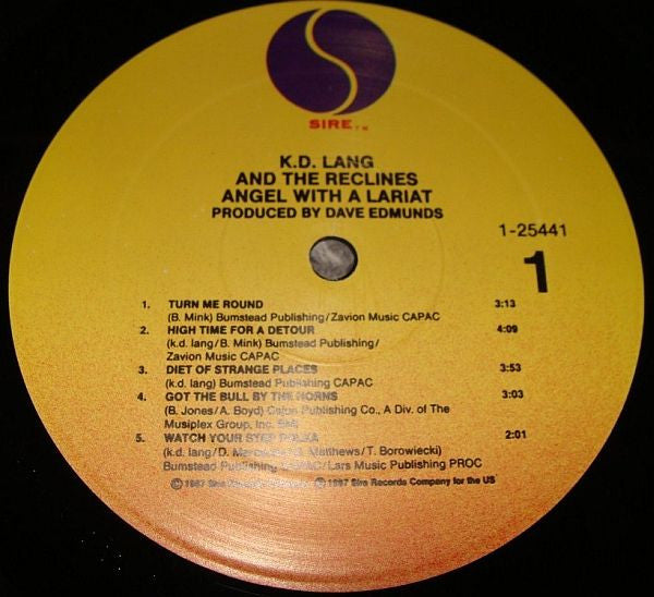 k.d. lang and the reclines : Angel With A Lariat (LP, Album, Spe)