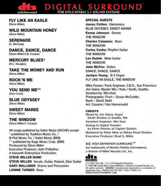 Steve Miller Band : Fly Like An Eagle (CD, Album, RE, Multichannel, DTS)