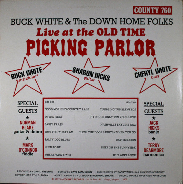 Buck White & The Downhome Folks* : In Person (At Randy Wood's Old Time Picking Parlor) (LP, Album, All)