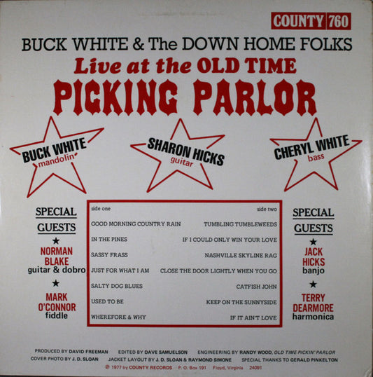 Buck White & The Downhome Folks* : In Person (At Randy Wood's Old Time Picking Parlor) (LP, Album, All)