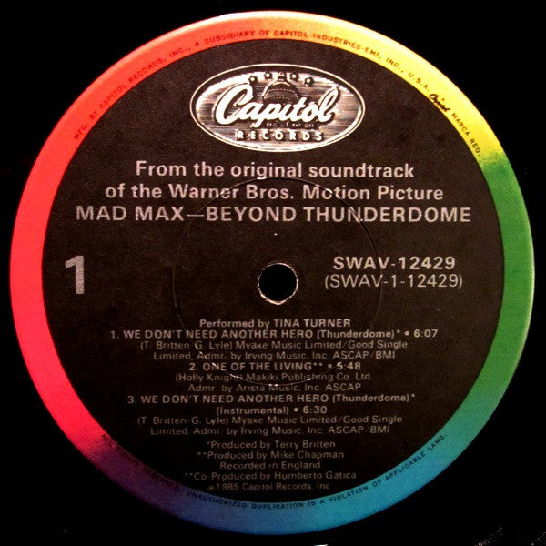 Tina Turner, Maurice Jarre : Mad Max Beyond Thunderdome (Original Motion Picture Soundtrack) (LP, Album, Jac)