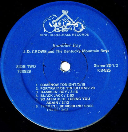 J.D. Crowe And The Kentucky Mountain Boys : Ramblin' Boy (LP, Album, RE)