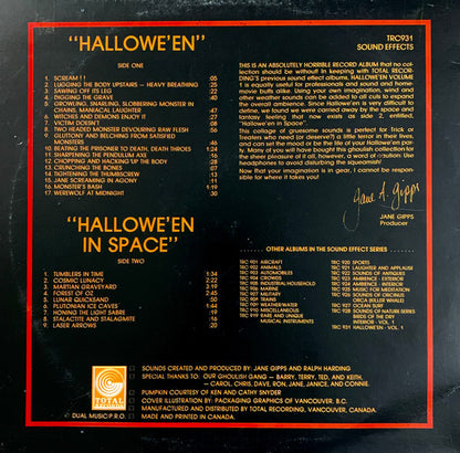 Jane Gipps And Ralph Harding : Halloween Sound Effects (Music And Effects Of A Terrifying Nature) (LP)