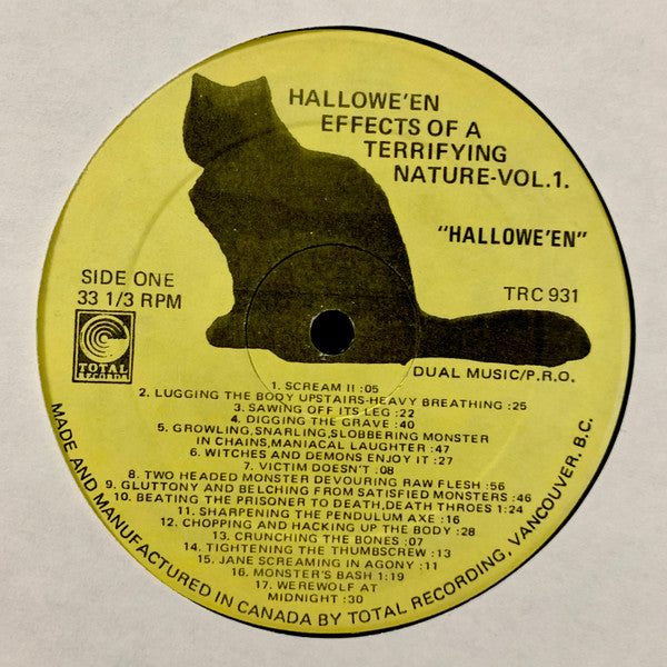 Jane Gipps And Ralph Harding : Halloween Sound Effects (Music And Effects Of A Terrifying Nature) (LP)