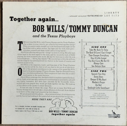 Bob Wills / Tommy Duncan* And The Texas Playboys : Together Again (LP, Album, Ind)