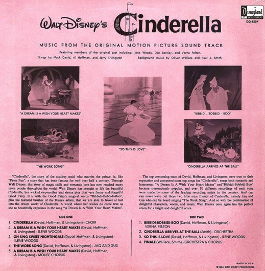 Various : Walt Disney's Cinderella (LP, Album, Mono, RE, RP, Pin)