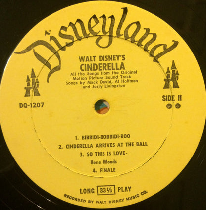 Various : Walt Disney's Cinderella (LP, Album, Mono, RE, RP, Pin)