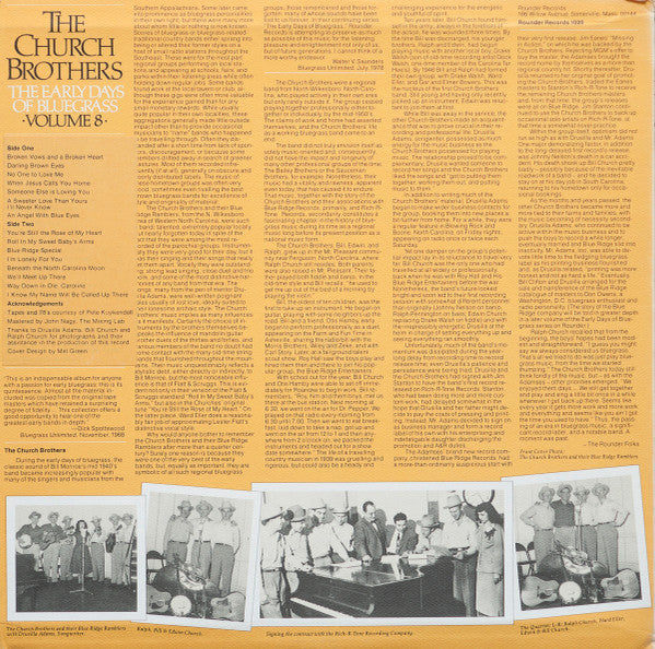 The Church Brothers : The Early Days Of Bluegrass - Volume 8 (LP, Comp)