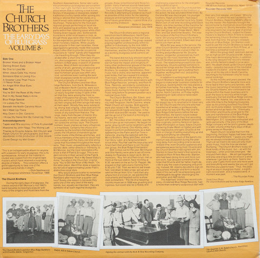 The Church Brothers : The Early Days Of Bluegrass - Volume 8 (LP, Comp)