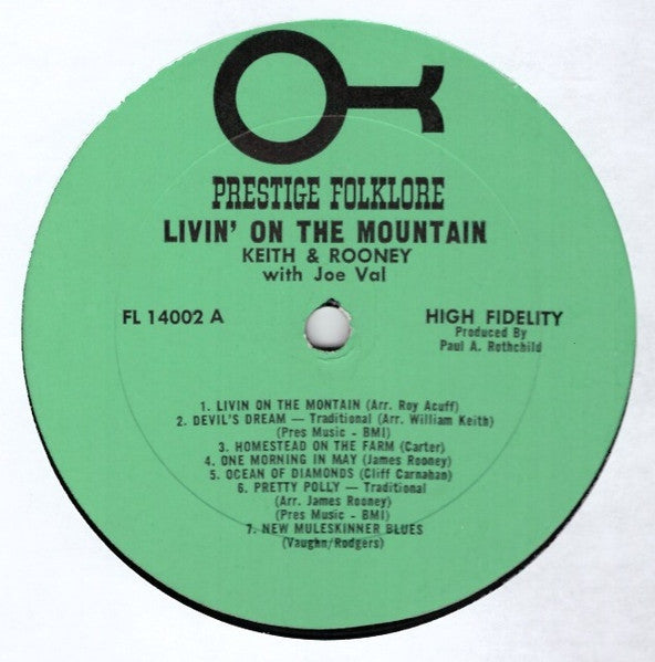 Bill Keith & Jim Rooney : Livin' On The Mountain (LP, Album)