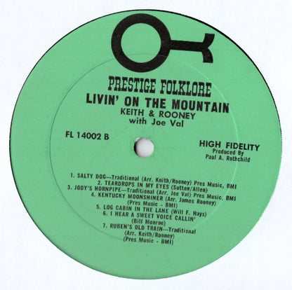 Bill Keith & Jim Rooney : Livin' On The Mountain (LP, Album)