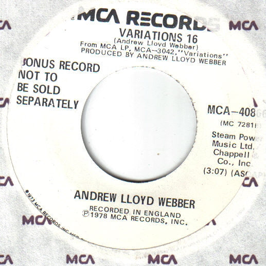 Andrew Lloyd Webber : Variations (LP, Album + 7")