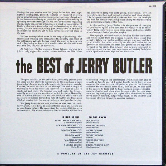 Jerry Butler : The Best Of Jerry Butler (LP, Comp, RE)