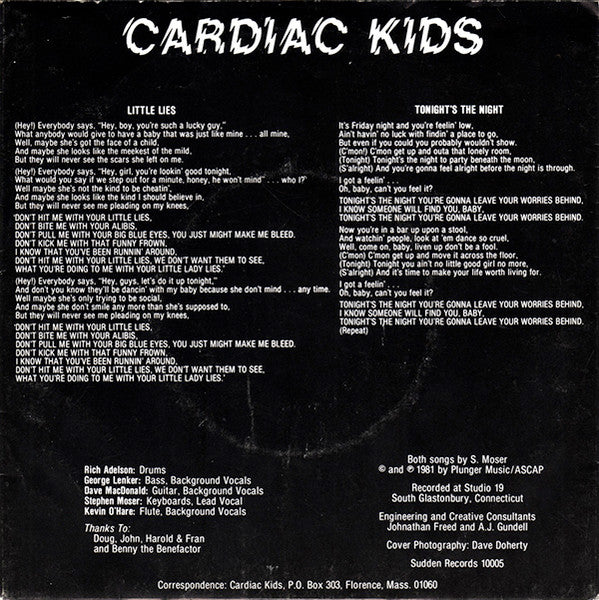 Cardiac Kids : Little Lies / Tonight's The Night (7", Single)