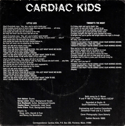 Cardiac Kids : Little Lies / Tonight's The Night (7", Single)