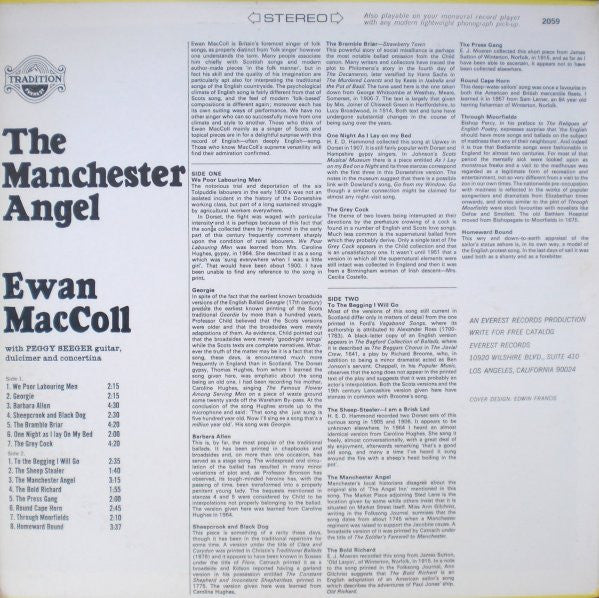 Ewan MacColl With Peggy Seeger : The Manchester Angel (LP, Album, RE)