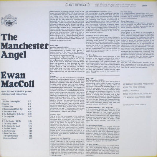 Ewan MacColl With Peggy Seeger : The Manchester Angel (LP, Album, RE)