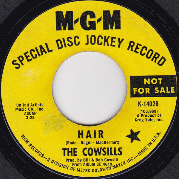 The Cowsills : Hair / What Is Happy? (7", Single, Promo)