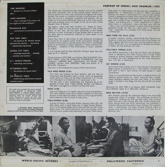 Ravi Shankar : Portrait Of Genius (LP, Album, RE, Roc)