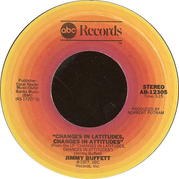 Jimmy Buffett : Changes In Latitudes, Changes In Attitudes (7", Pit)