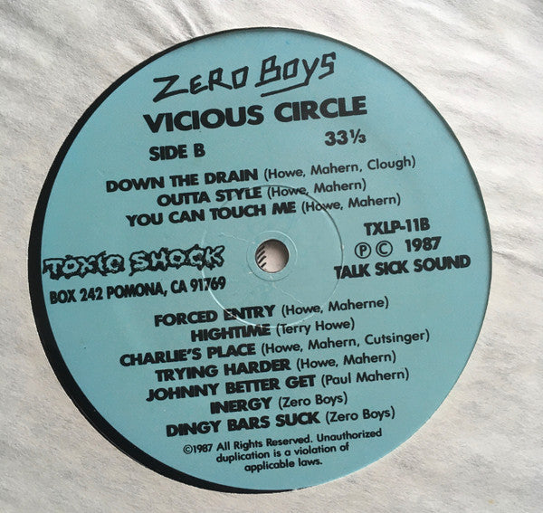 Zero Boys : Vicious Circle (LP, Album, RE, Pom)