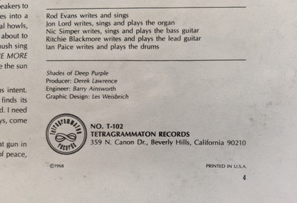 Deep Purple : Shades Of Deep Purple (LP, Album, Ter)