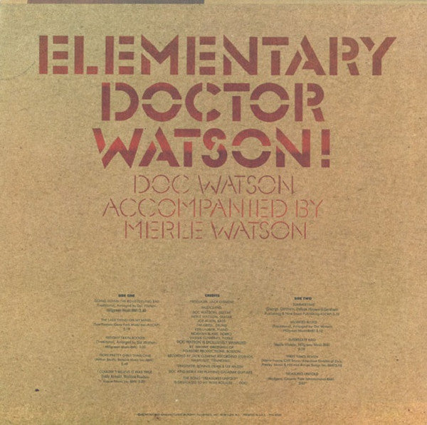 Doc Watson : Elementary Doctor Watson (LP, Album, Ter)