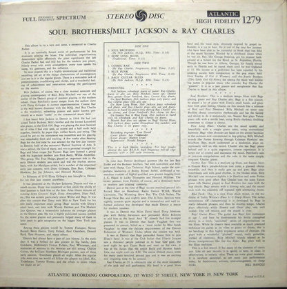 Milt Jackson & Ray Charles : Soul Brothers (LP, Album)