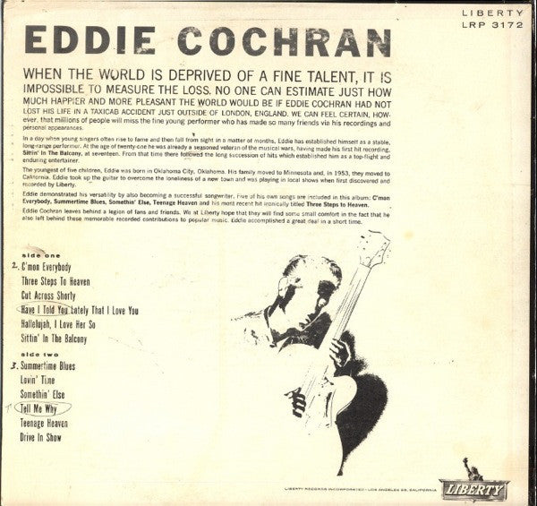 Eddie Cochran : 12 Of His Biggest Hits (LP, Album)