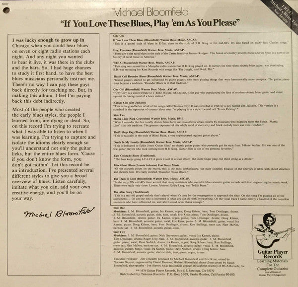 Michael Bloomfield* : If You Love These Blues, Play 'Em As You Please (LP, Album)