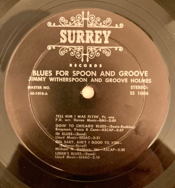 Jimmy Witherspoon And Groove Holmes* : Blues For Spoon And Groove (LP)