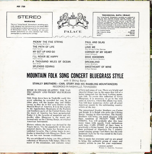 Various : Mountain Folk Song Concert (LP, Comp)