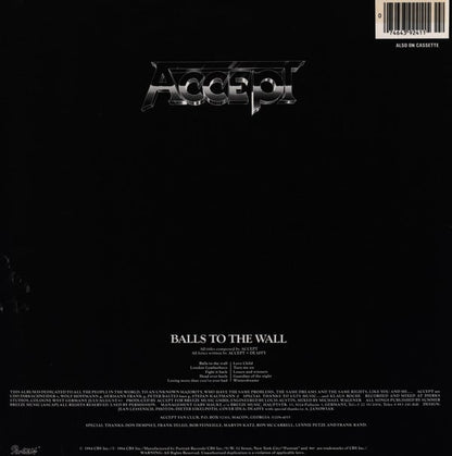 Accept : Balls To The Wall (LP, Album, Pit)