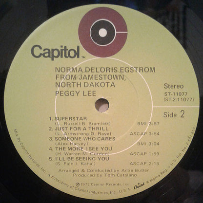 Peggy Lee : Norma Deloris Egstrom From Jamestown North Dakota (LP)