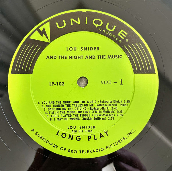 Lou Snider (2) : Lou Snider...And The Night...And The Music (LP, Album, Mono)
