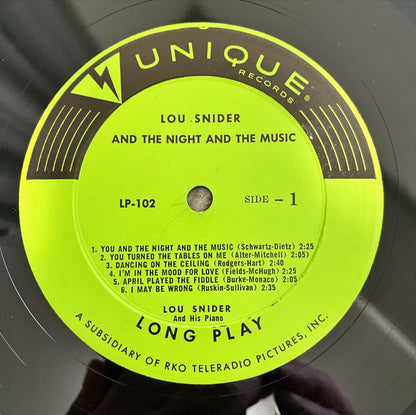 Lou Snider (2) : Lou Snider...And The Night...And The Music (LP, Album, Mono)