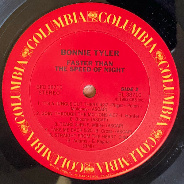 Bonnie Tyler : Faster Than The Speed Of Night (LP, Album, Pit)