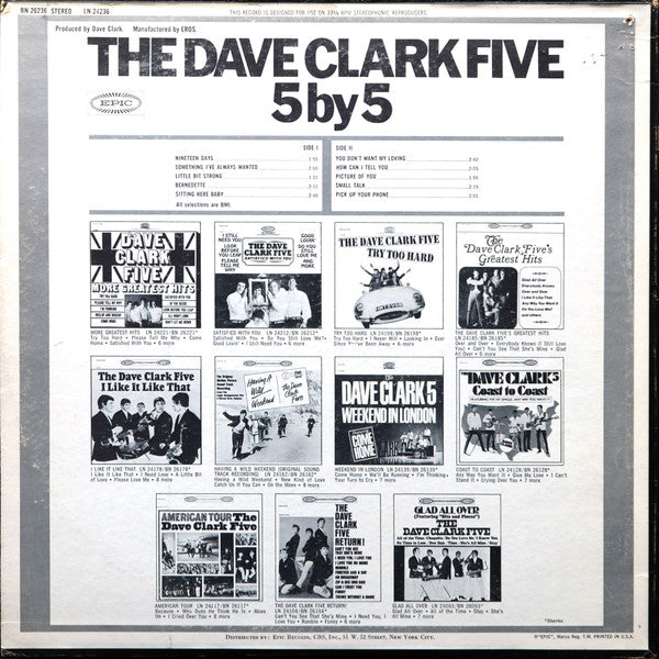 The Dave Clark Five : 5 By 5 (LP, Album, Mono, Pit)