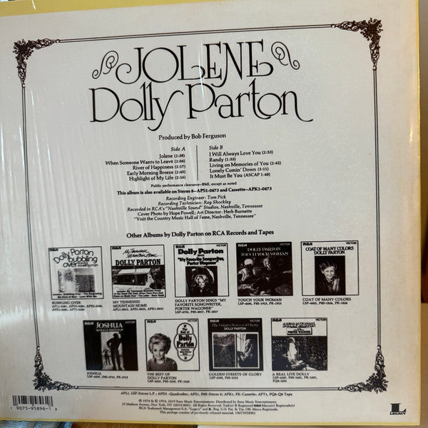 Dolly Parton : Jolene (LP, Album, RE, 140)
