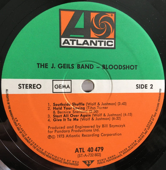 The J. Geils Band : Bloodshot (LP, Album)