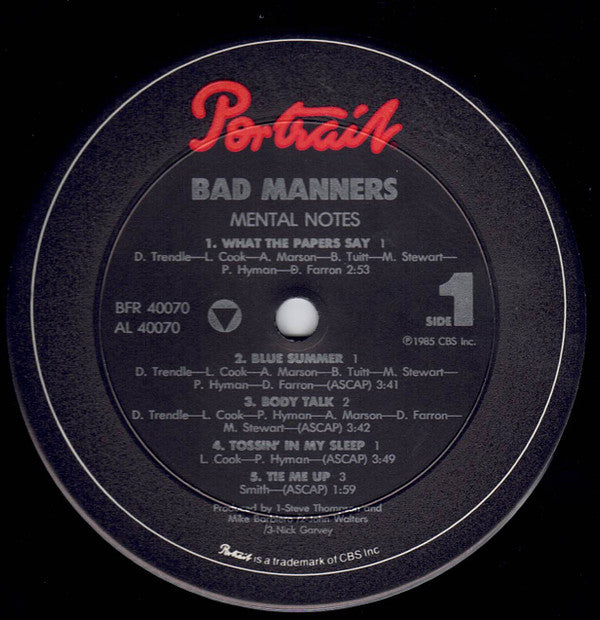 Bad Manners : Mental Notes (LP, Album)