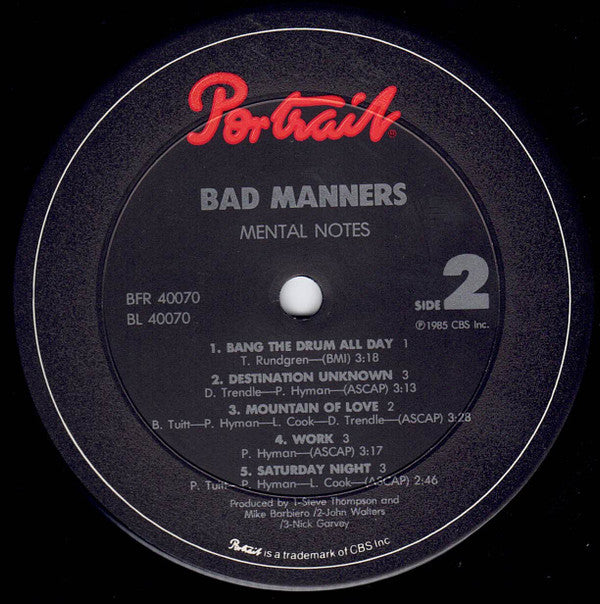 Bad Manners : Mental Notes (LP, Album)