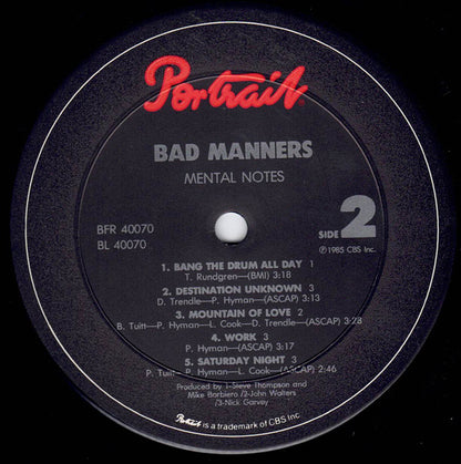 Bad Manners : Mental Notes (LP, Album)